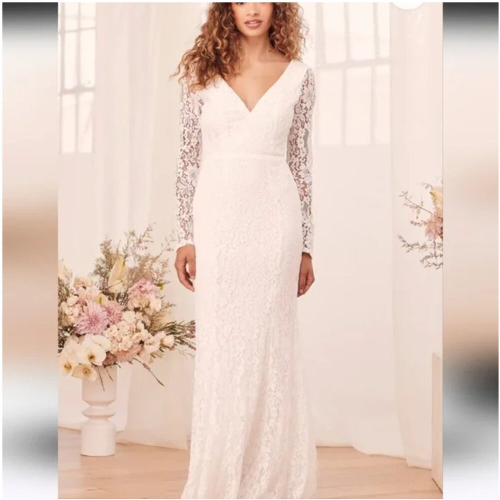 Lulu's lace wedding dress, tags on size large